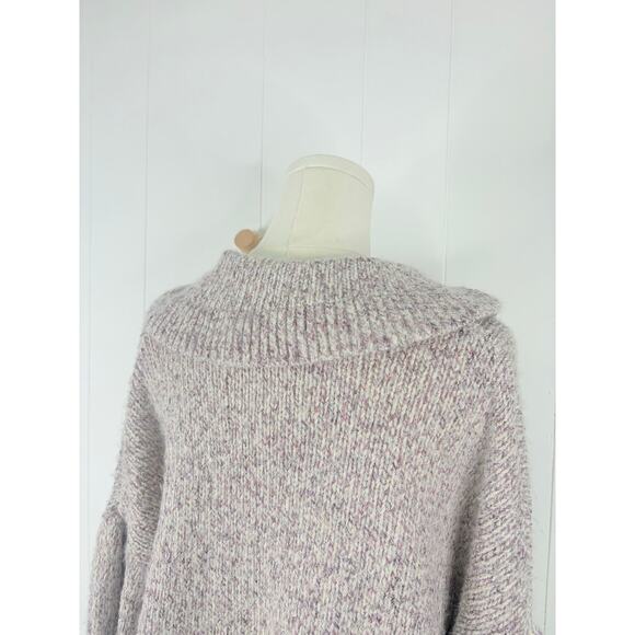 NWT Zara Metallic Knit Peter Pan Collar Sweater Small Purple Balloon Sleeve - Picture 7 of 10